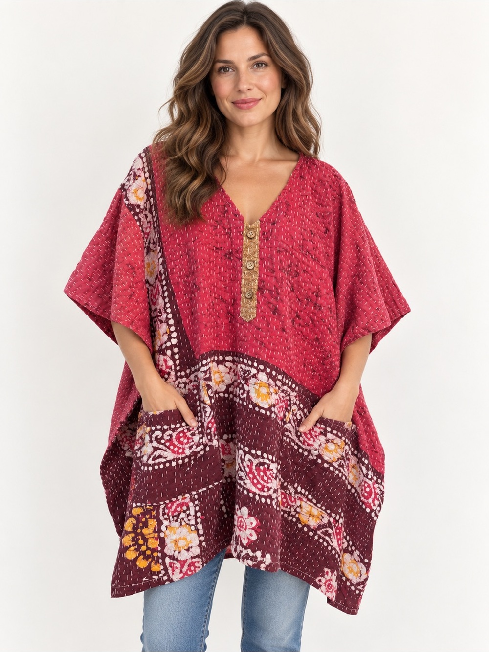 Reversible Kantha Tunic Oversized Patchwork Boho #15 the FASHIONIVA